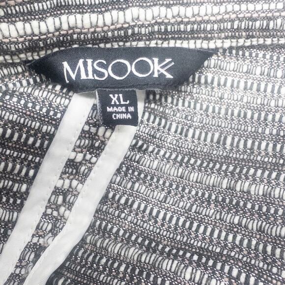Misook Silver Linings Metallic Stripe Woven Cotton Swing Open Front Jacket XL - Picture 7 of 8